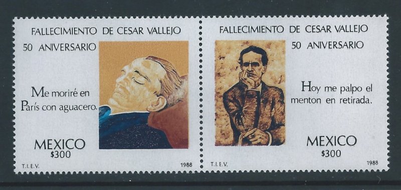 Mexico #1542-3 NH Cesar Vallejo, Poet - Death Anniv.