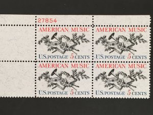 Scott # 1252 American Music, MNH Plate Block of 4