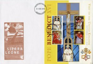 SIERRA LEONE 2010 POPE BENEDICT XVI VISIT TO THE UNITED KINGDOM IMP SHEET I  FDC