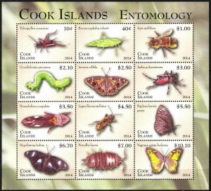 Cook Islands 2014 Insects Butterflies Sheet of 12 MNH **