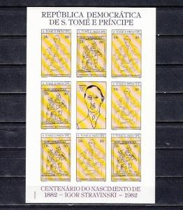 St. Thomas, Scott cat. 660 a-b. Composer Igor Stravinsky IMPERF sheet. ^