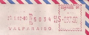 CHILE: Post Office METER STAMP on cover INTERESTING USAGE! #PO2 Valparaiso