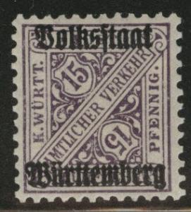 Germany State Wurttemberg Scott o155 MH* official