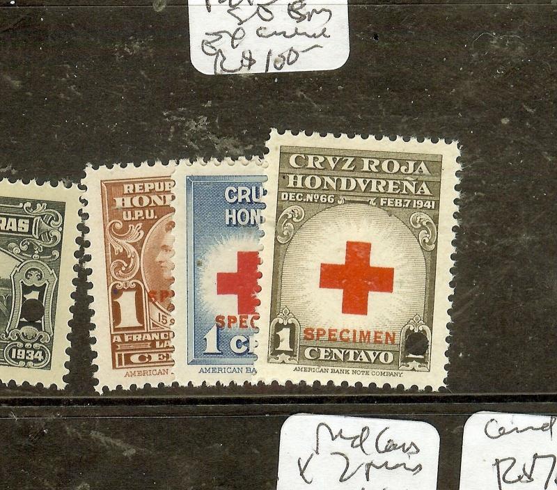 HONDURAS (P1008B) RED CROSS 3 ITEMS  EX ARCHIVES SURCH SPECIMEN MNH