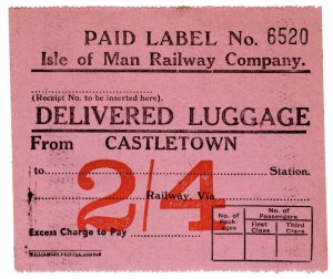 (I.B) Isle of Man Railway : Delivered Luggage 2/4d (Castletown)