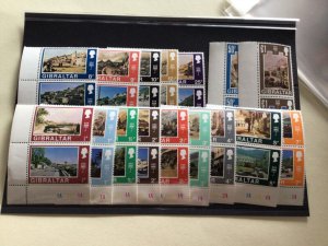 Gibraltar 1971 set of 16 mint never hinged corner margin  Stamps pairs A13238