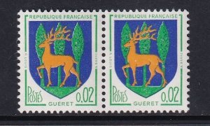 France #1092  MNH  1964  Arms  2c  Gueret  pair