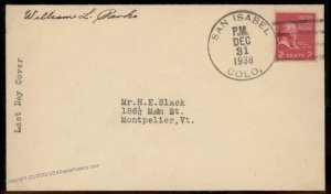 USA 1938 Colorado SAN ISABEL DPO Cover R4 Postmaster Signed 94258