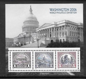 #4075 MNH Sheet of 3 Washington World Philatelic Exhibition (((Stock Photo)))