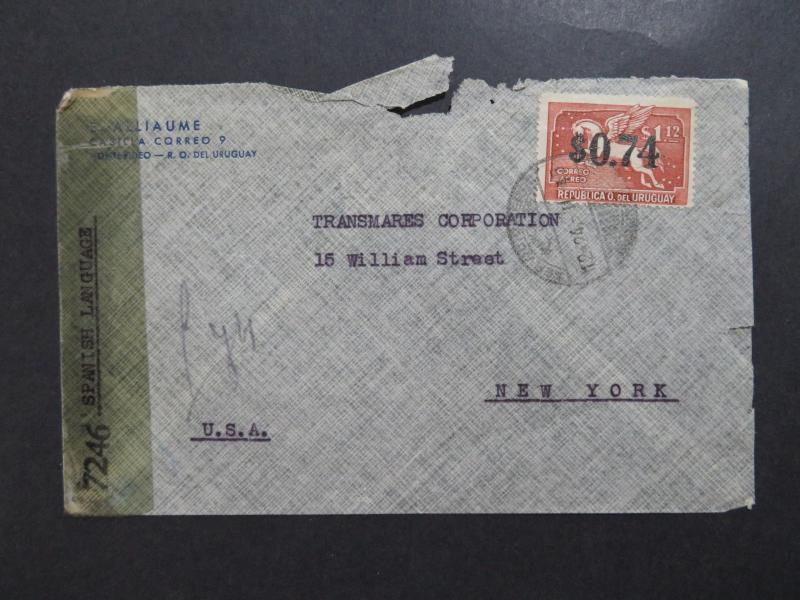 Uruguay 1945 Censor Cover to USA / Small Tears - Z8137