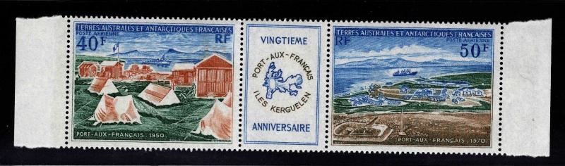France Southern & Antarctic Territory Scott C25a MNH** 1971 pair w label CV$40