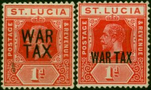 St Lucia 1916 War Tax Set of 2 SG89-90 Good MM