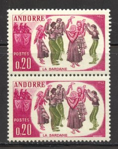 Andorra, French Scott 155 MNHOG Pair - 1963 20c La Sardane - SCV $10.00