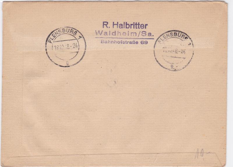 Germany Soviet Zone 1948 Waldheim to Flemsburg R20713