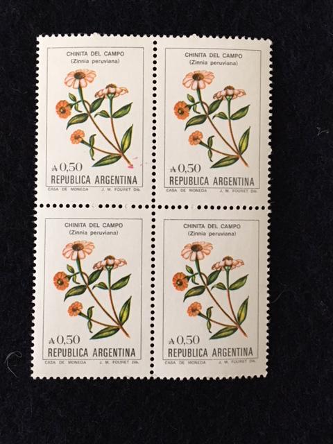 Argentina – 1985-88 – Flowers – 5 Blocks of 4 – MINT