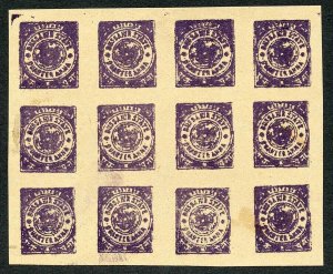 Bussahir 1/4a in Mauve Sheet of 12 Forgeries