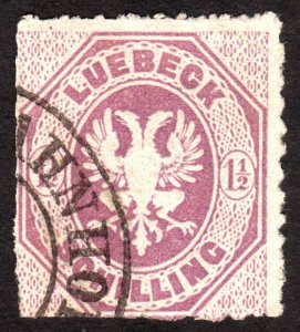 1865, Germany Lubeck 1 1/2Sch, Used, Sc 14