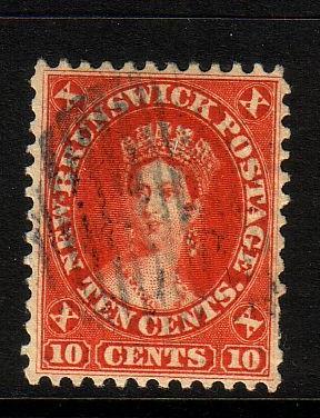 Canada New Brunswick Sc 9 1860 10c ver Victoria stamp used