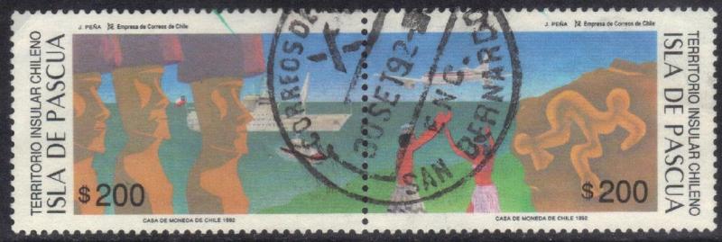 CHILE SC# 511 A&B  USED CONNECTED PAIR  1992 200p EASTER ISLAND SEE SCAN