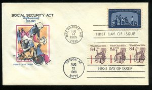 US 2153,2256 Social Security & Wheel Chair UA Farnam cachet Dual FDC combo