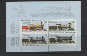 Canada 1984 Trains sheet. Unitrade #1039a VFMNH CV $4.00