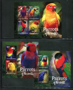 Antigua 3243-, 3245-3246, MNH, Birds Parrots 2014. x31555