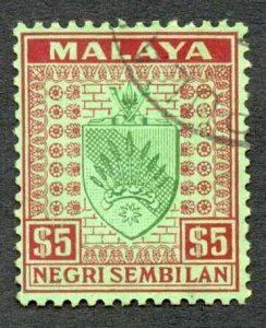 Negri Sembilan SG39 1935 Five Dollar Fine Used Cat 130 Pounds