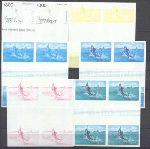 St.Vincent Grenadines 487/ 6 MNH bl.of 4 Fishes/proofs