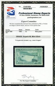 US Stamp #1009 Reclamation Coulee Dam 3c - PSE Cert - SUP 98 - MNH - SMQ $110.00