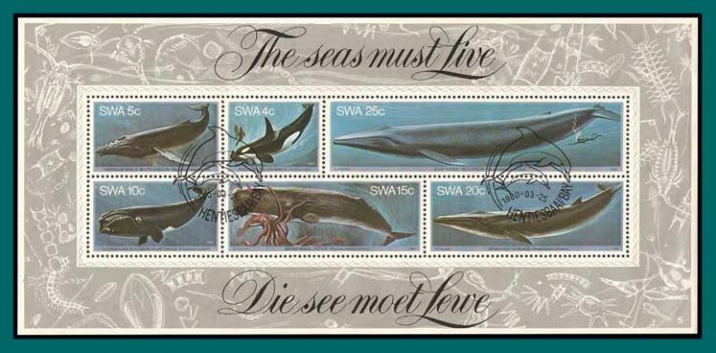 South West Africa (Namibia) Stamps 1980 Whales, MS, CTO