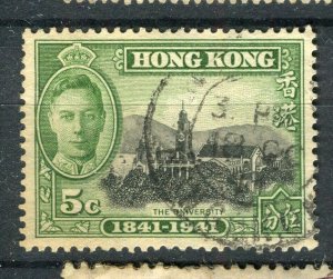 HONG KONG; 1941 early GVI Anniversary issue fine used 5c. value