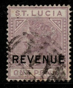 ST.LUCIA SGF28 1885 1d DULL MAUVE REVENUE USED