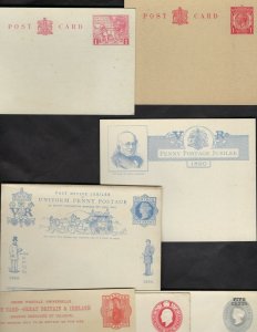 UK GB 1880s 1920 SEVEN POSTAL COVERS & POSTA CARD QUEEN VICTORIA