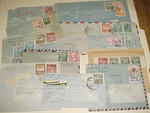 CHILE  12 REGISTERED COVERS 1950's ALL TO USA