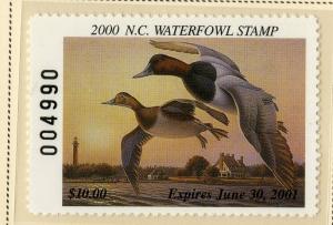 US NC18 NORTH CAROLINA ST DUCK STAMP 2000 MNH SCV $25.00 BIN $12.50