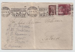 Romania 1938 COVER RADIO MARKING USED BUCHAREST ROYAL POST 