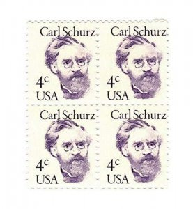 1983 Carl Schurz Block of 4 4c Postage Stamps, Sc#1847, MNH, OG