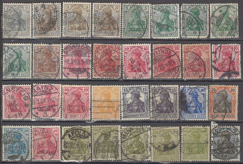 COLLECTION LOT OF #1183 GERMANY 32 GERMANIA STAMPS 1902+ CLEARANCE CV + $40