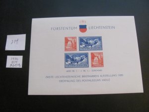 LIECHTENSTEIN 1936 MNH  SC B14 SS  XF $60 (214) NEW COLL.