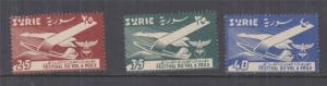 SYRIA, 1957 Gliding Festival set of 3, mnh.