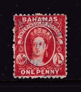 Bahamas a used QV 1d red from the 1860 series