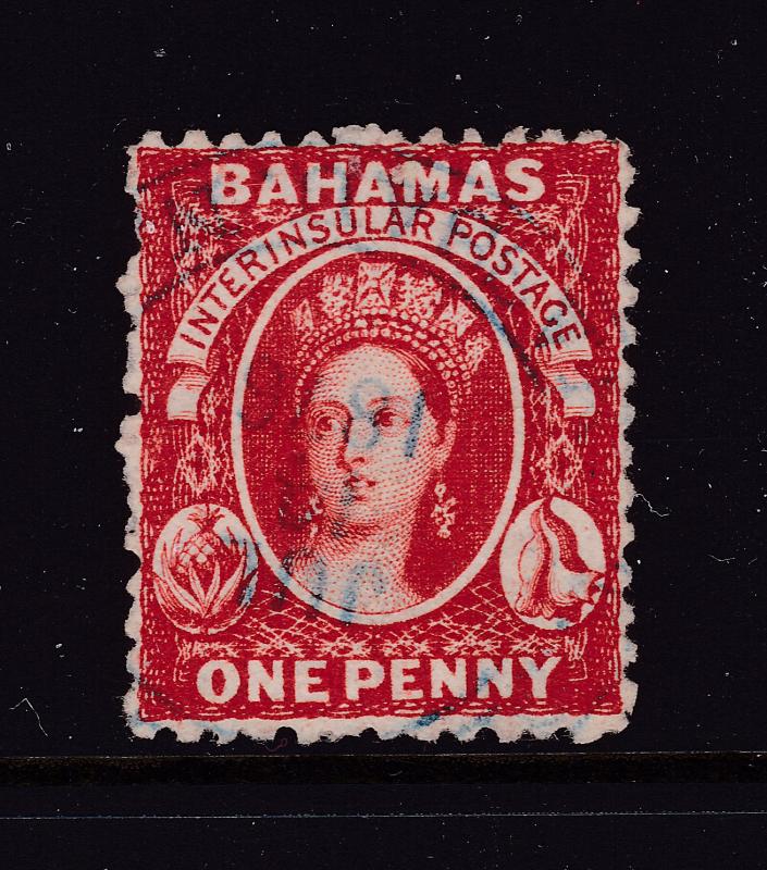 Bahamas a used QV 1d red from the 1860 series