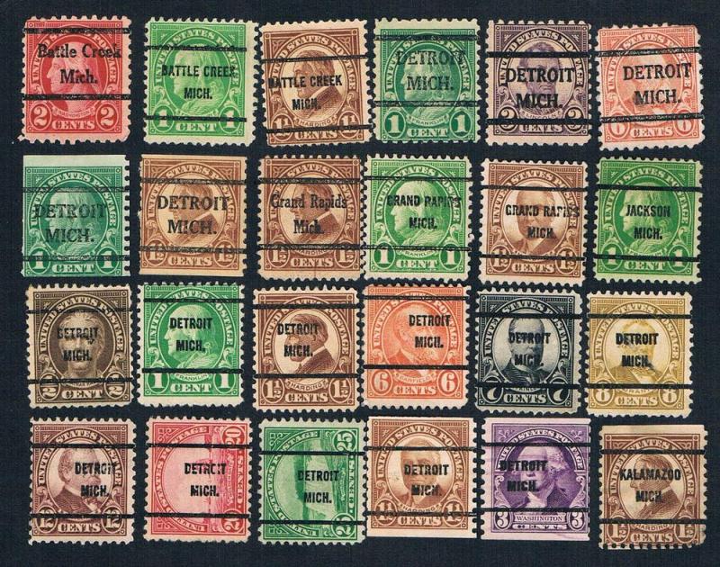 USA-24  Different  Bureau Precancels From Michigan
