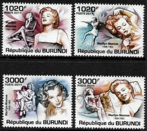 Burundi MNH 956-9 Marilyn Monroe 2011 SCV 12.50