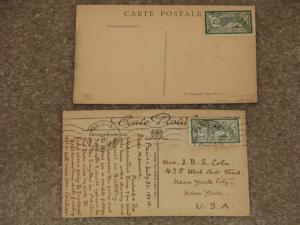 France, Scott# 122 on Postcards, 1 used 1 unused