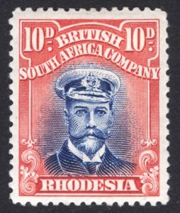 Rhodesia 1919 10d Indigo & Carm DIE IIIB Perf 14 Scott 129v SG 269 MLH Cat $18+