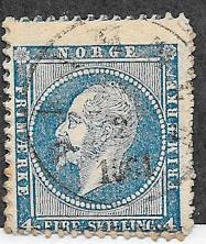 Norway #4 4s blue King Oscar l  (U) CV.$20.00