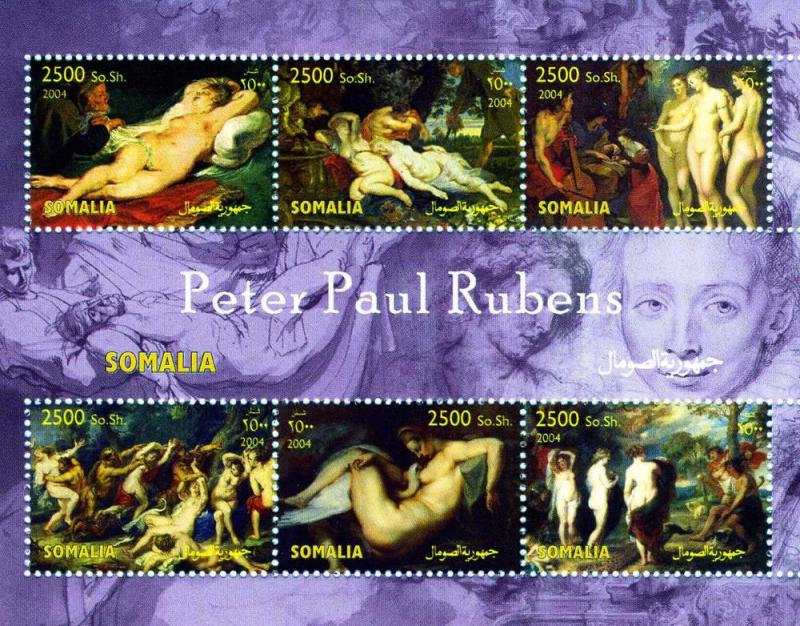 Somalia 2004 Peter Paul RUBENS Nudes Paintings Sheet (6) Perforated Mint (NH)