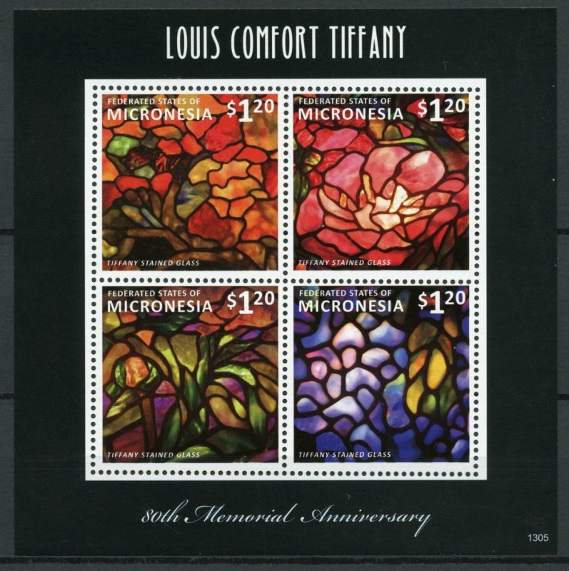 Micronesia Art Stamps 2013 MNH Louis Comfort Tiffany Stained Glass 4v M/S