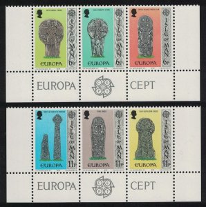 Isle of Man Europa Celtic and Norse Crosses 6v Bottom strips 1978 MNH